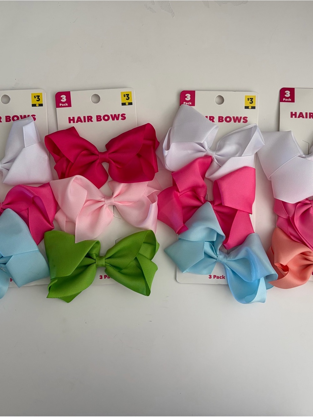 Colorful Grosgrain Hair Bow 12-Pack - Pastel & Bright Mix